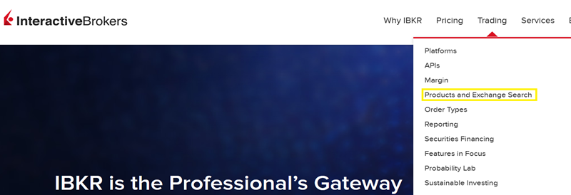 The trading tab on the website. 